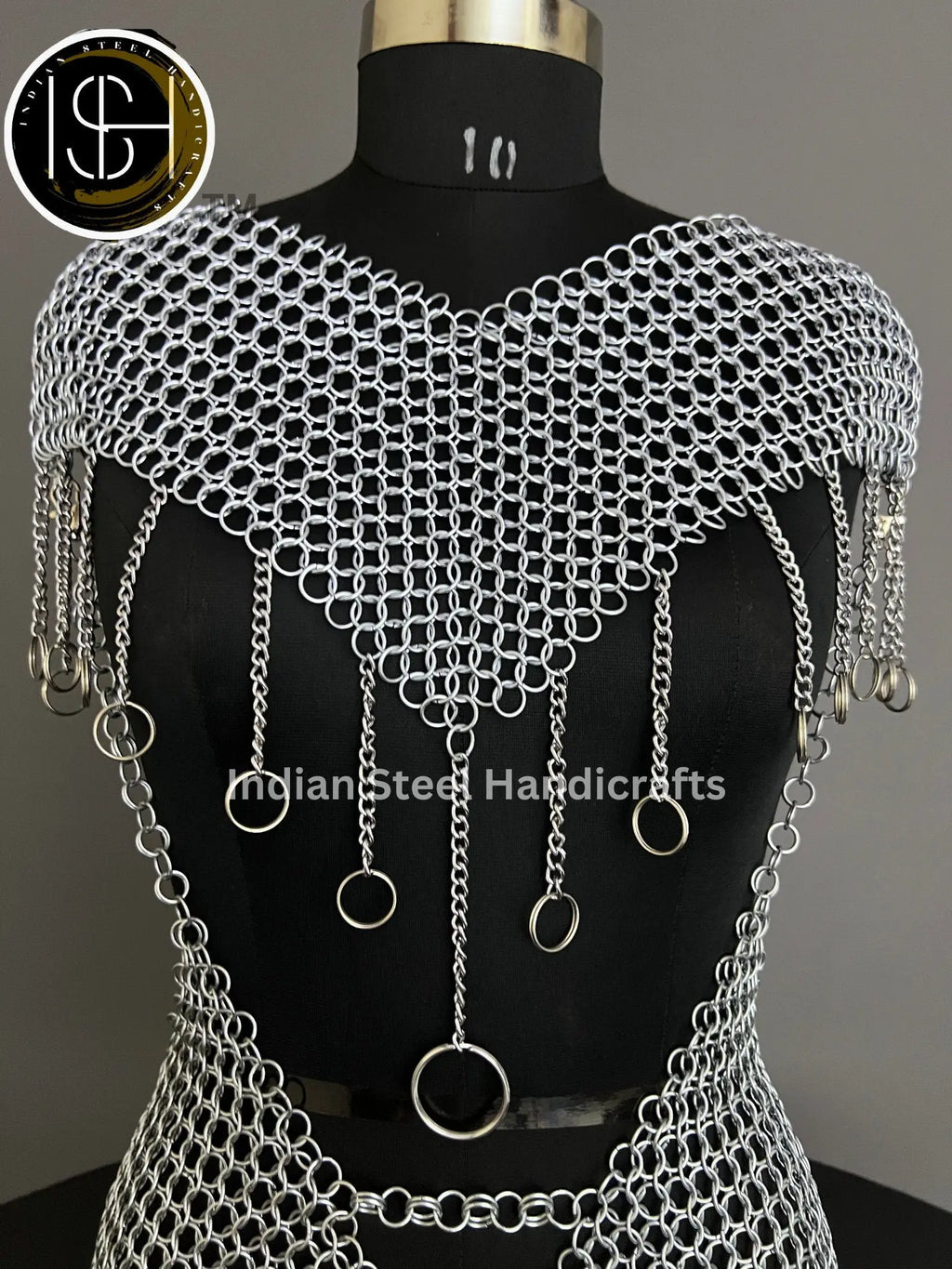 Chainmail Harness, Chainmail Chains Layers top & Skirt, Rings Costume, Wedding Cosplay Costume, Larp , Cosplay, Sca Armor, Gift For Women. ISH Collection