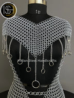 Chainmail Harness, Chainmail Chains Layers top & Skirt, Rings Costume, Wedding Cosplay Costume, Larp , Cosplay, Sca Armor, Gift For Women. ISH Collection