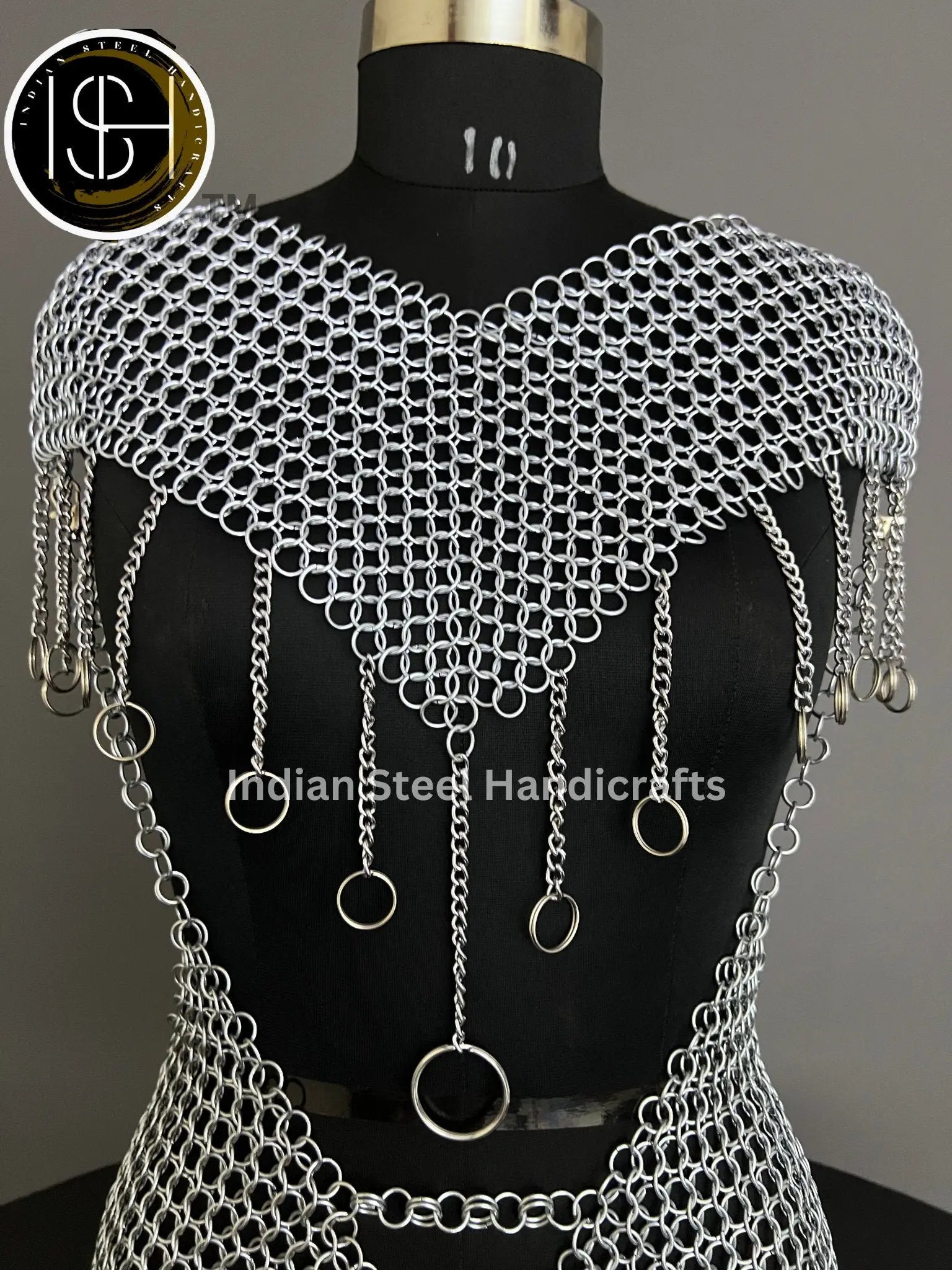Chainmail Harness, Chainmail Chains Layers top & Skirt, Rings Costume, Wedding Cosplay Costume, Larp , Cosplay, Sca Armor, Gift For Women. ISH Collection