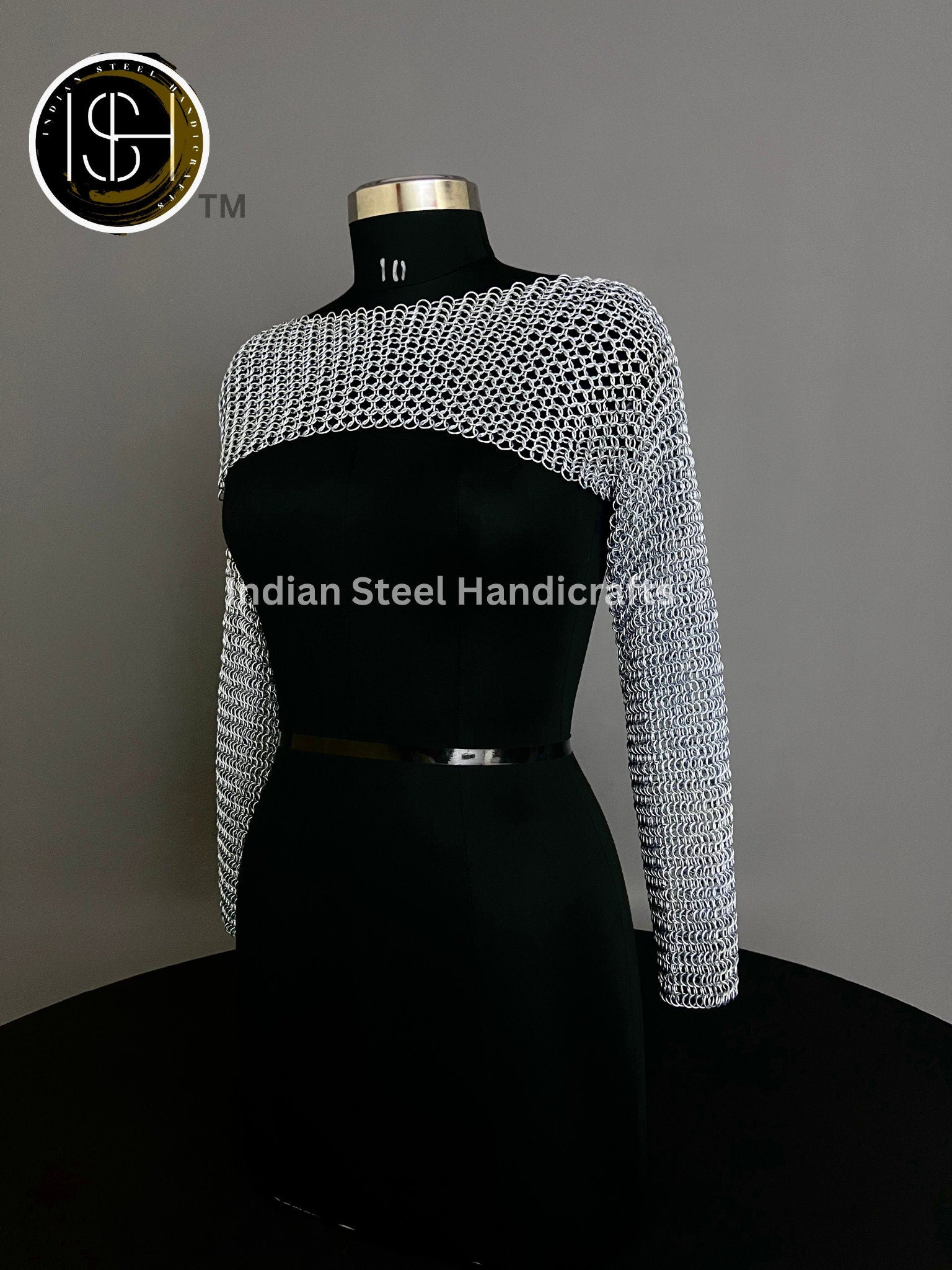 Chainmail Silver Long Sleeves Shrug, Handmade Loose Cropped Pullover Top, Elegant & Most Beautiful Wedding Costume, Halloween Cosplay Gift