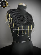 Chainmail Square Shoulder, Chainmail Jump Ring, Chainmail Neck Piece, Cosplay Costume, Chainmail Festival, Renaissance Faire Larp Gift. ISH Collection