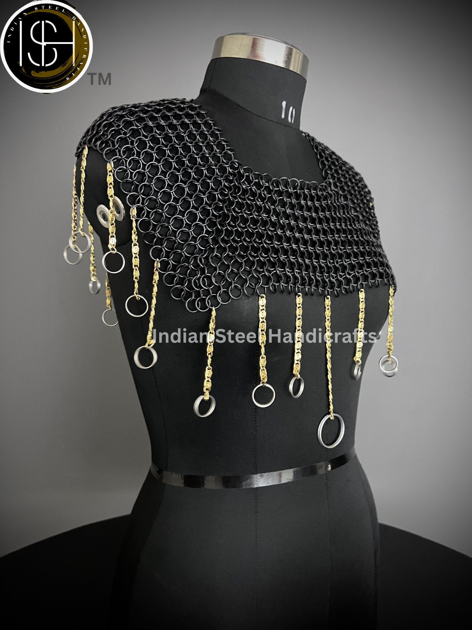 Chainmail Square Shoulder, Chainmail Jump Ring, Chainmail Neck Piece, Cosplay Costume, Chainmail Festival, Renaissance Faire Larp Gift.
