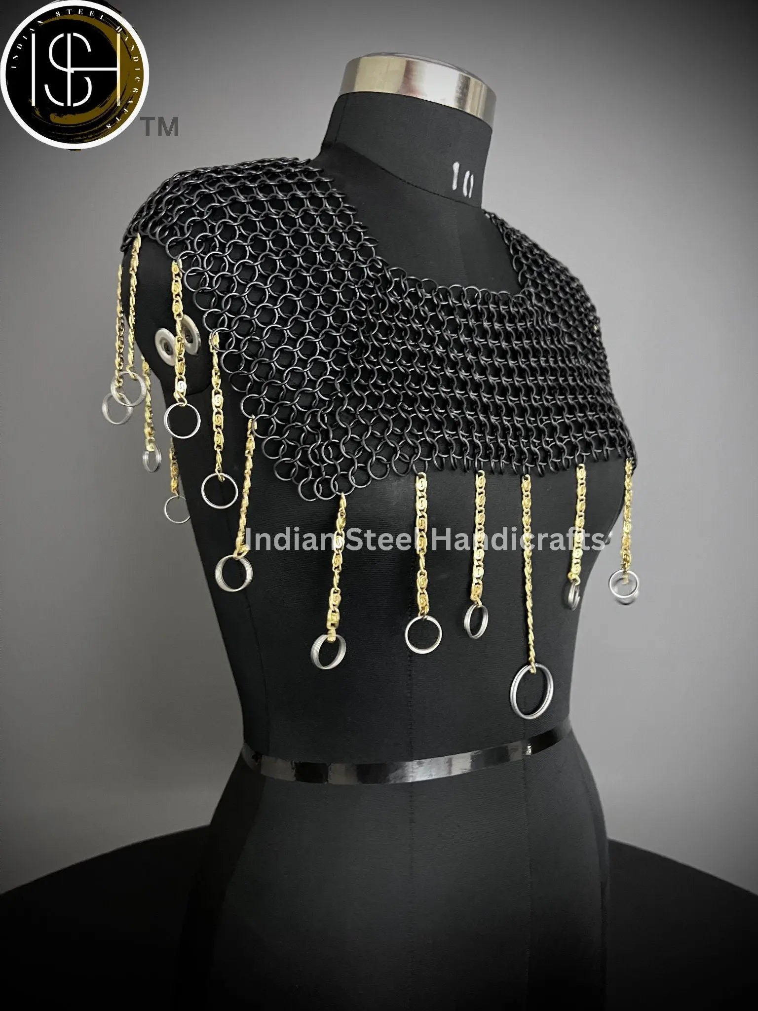 Chainmail Square Shoulder, Chainmail Jump Ring, Chainmail Neck Piece, Cosplay Costume, Chainmail Festival, Renaissance Faire Larp Gift. ISH Collection