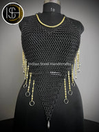 Chainmail Harness, Chainmail Chains Layers top, Jump Rings Costume, Wedding Cosplay Costume, Larp , Cosplay, Sca Armor, Gift For Women. ISH Collection