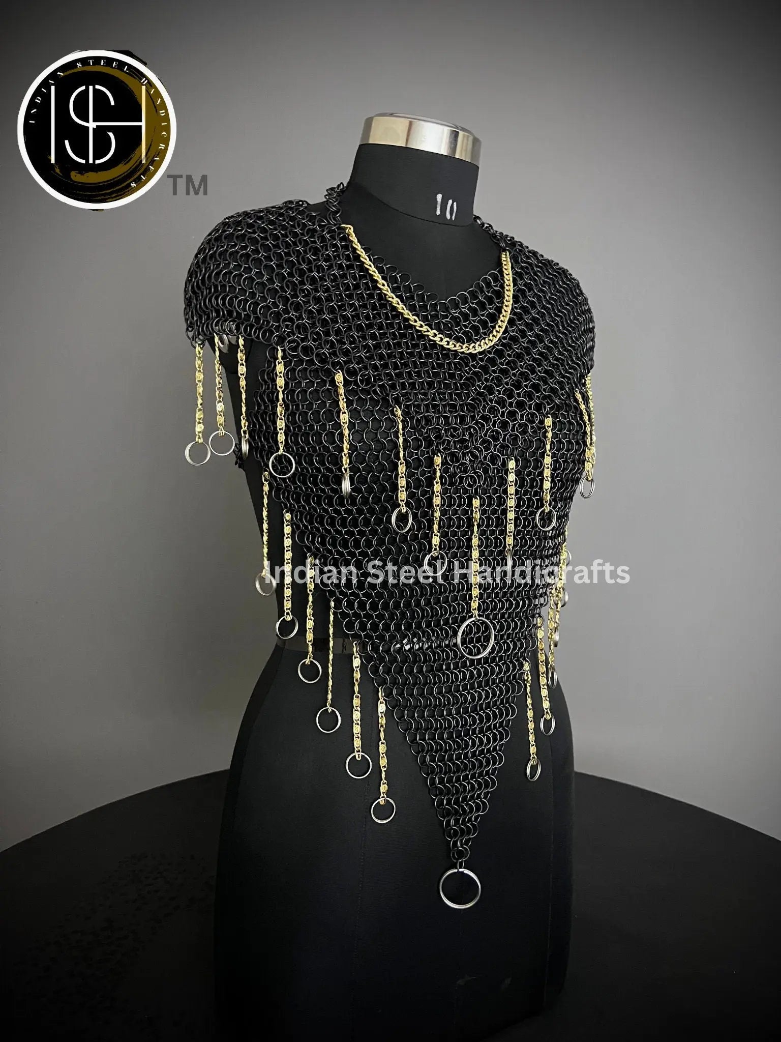 Chainmail Harness, Chainmail Chains Layers top, Jump Rings Costume, Wedding Cosplay Costume, Larp , Cosplay, Sca Armor, Gift For Women. ISH Collection