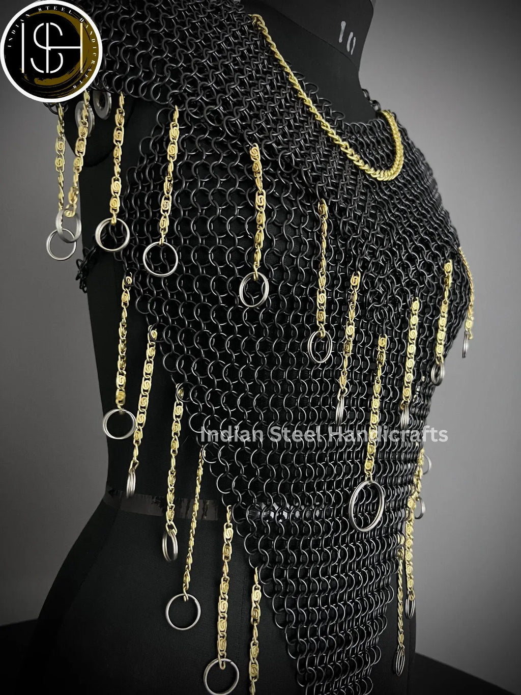 Chainmail Harness, Chainmail Chains Layers top, Jump Rings Costume, Wedding Cosplay Costume, Larp , Cosplay, Sca Armor, Gift For Women. ISH Collection