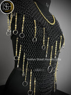 Chainmail Harness, Chainmail Chains Layers top, Jump Rings Costume, Wedding Cosplay Costume, Larp , Cosplay, Sca Armor, Gift For Women. ISH Collection