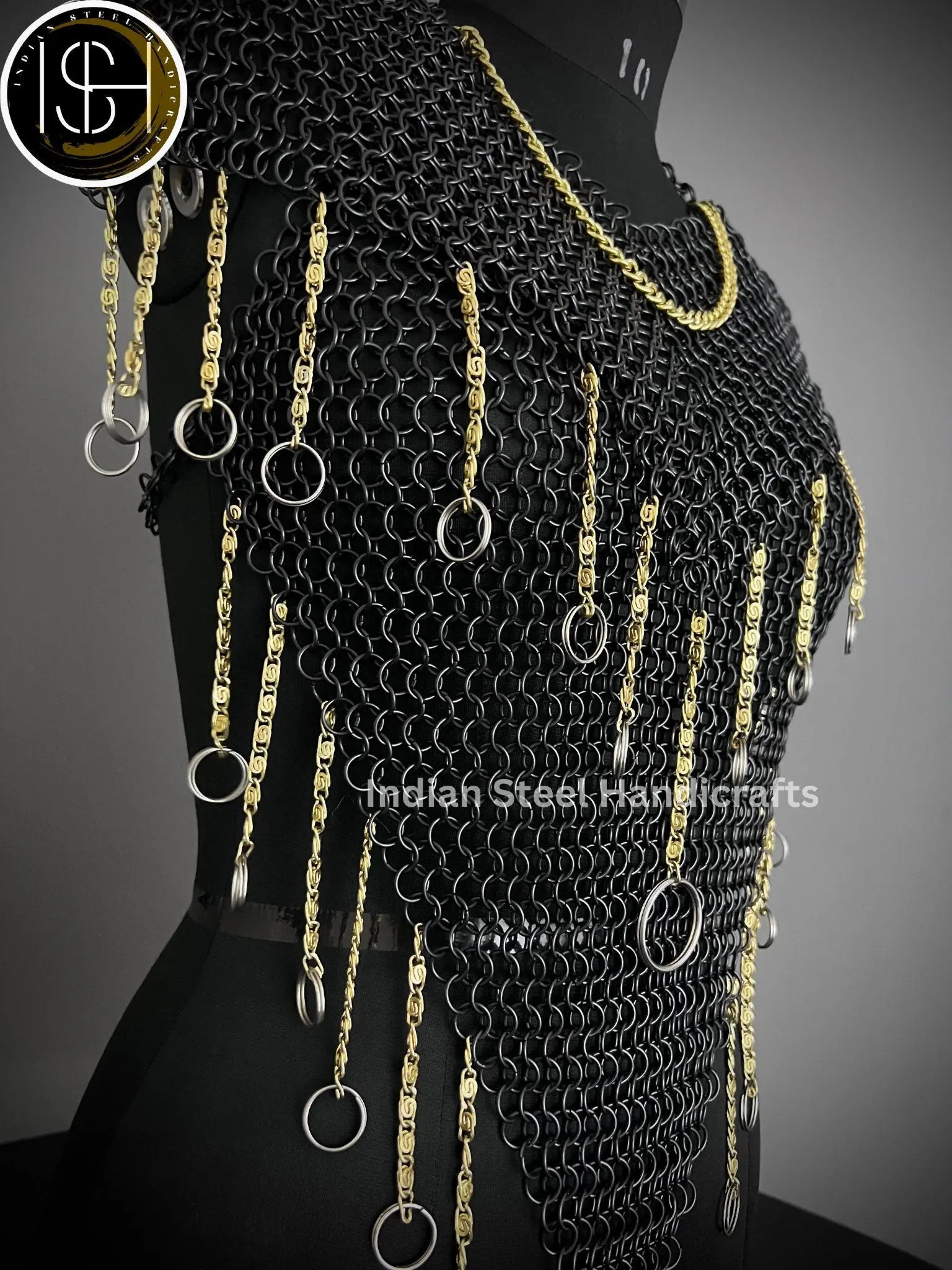 Chainmail Harness, Chainmail Chains Layers top, Jump Rings Costume, Wedding Cosplay Costume, Larp , Cosplay, Sca Armor, Gift For Women. ISH Collection