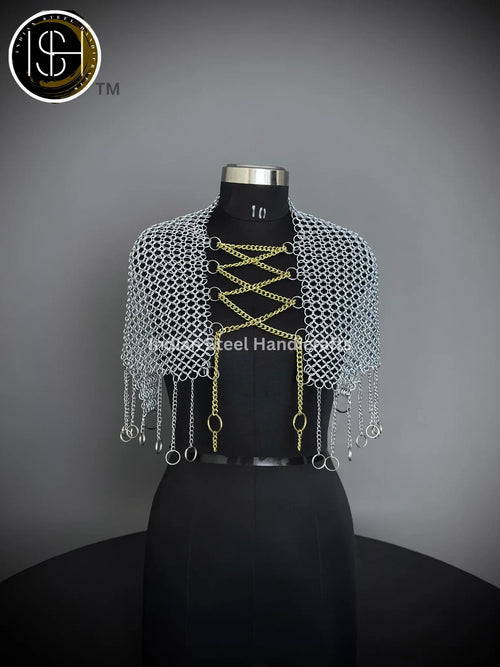 Chainmail Collar, Chainmail Jump Ring, Chainmail Neck Piece, Cosplay Costume, Chainmail Festival, Renaissance Faire Larp Gift. ISH Collection