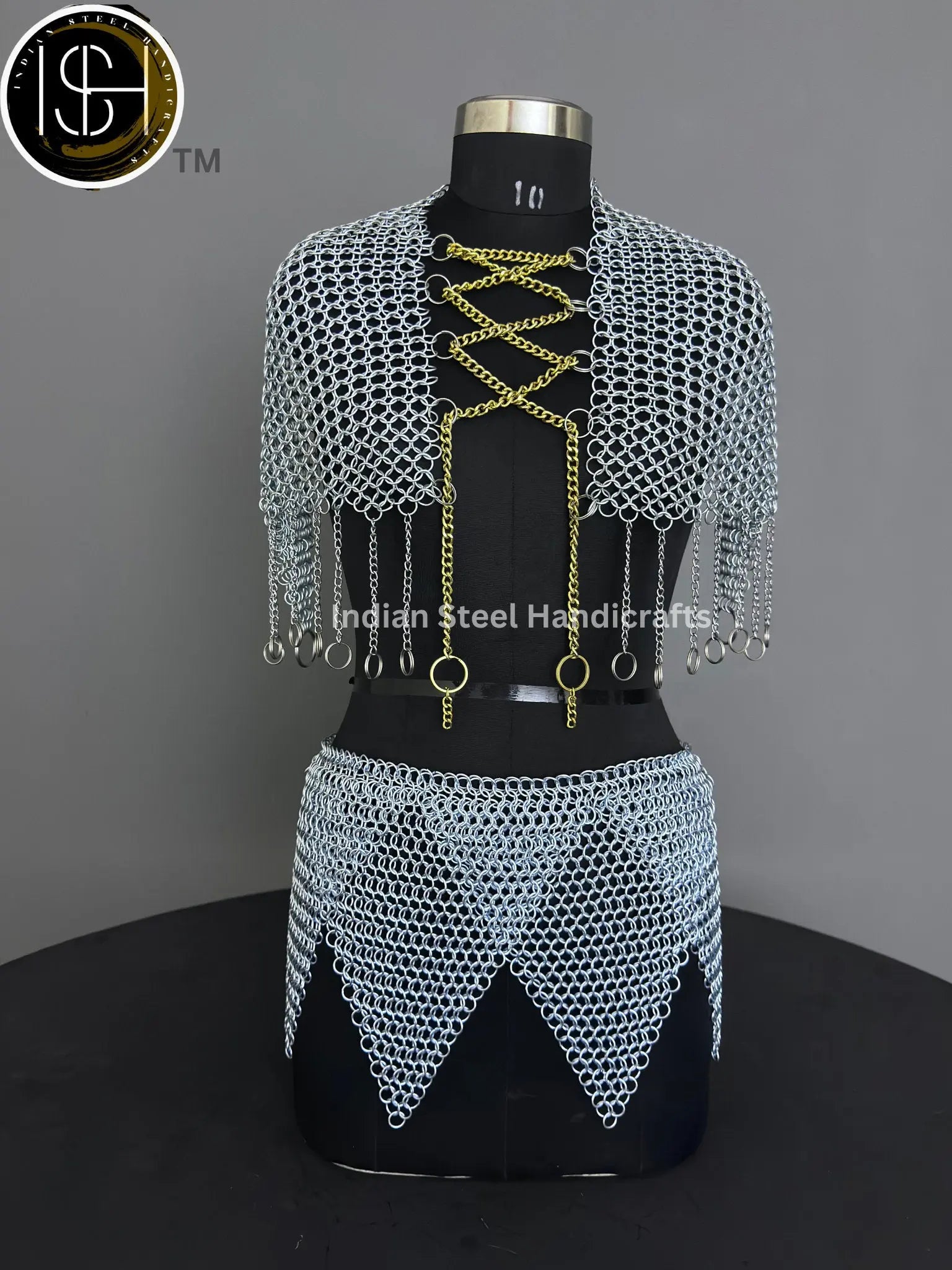 Chainmail Harness, Chainmail Chains Layers top & Skirt, Rings Costume, Wedding Cosplay Costume, Larp , Cosplay, Sca Armor, Gift For Women. ISH Collection