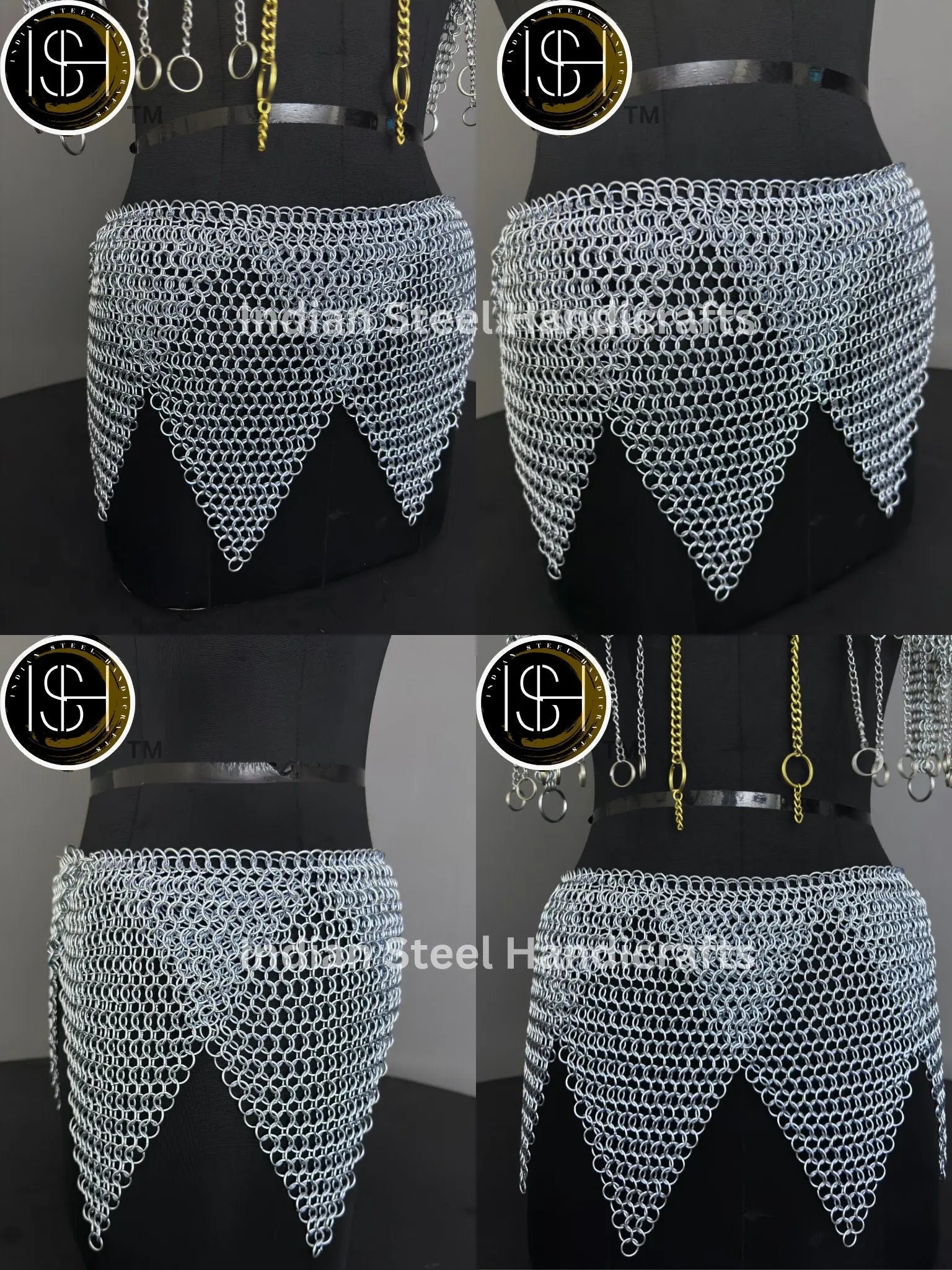 Chainmail Harness, Chainmail Chains Layers top & Skirt, Rings Costume, Wedding Cosplay Costume, Larp , Cosplay, Sca Armor, Gift For Women. ISH Collection