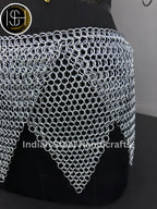 Chainmail Overlap Skirt, Chainmaille Antique Silver Renfaire Corset Costume, Belly Belt/Skirt, Boho Style Adjustable Skirt Gift for women ISH Collection