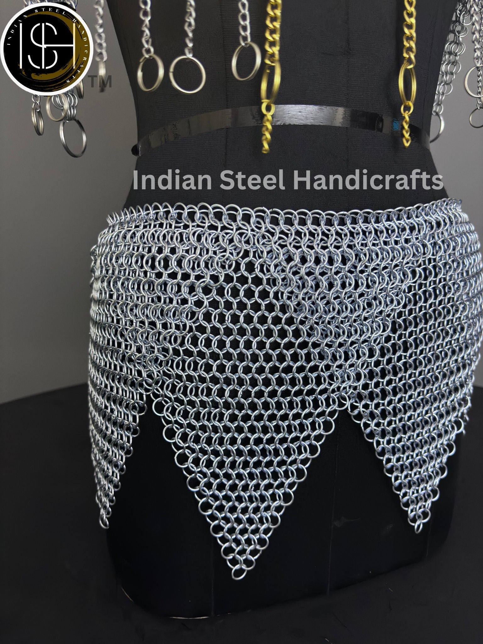 Chainmail Overlap Skirt, Chainmaille Antique Silver Renfaire Corset Costume, Belly Belt/Skirt, Boho Style Adjustable Skirt Gift for women
