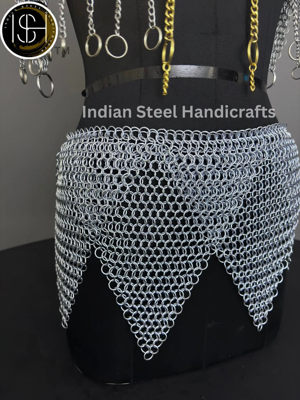 Chainmail Overlap Skirt, Chainmaille Antique Silver Renfaire Corset Costume, Belly Belt/Skirt, Boho Style Adjustable Skirt Gift for women ISH Collection