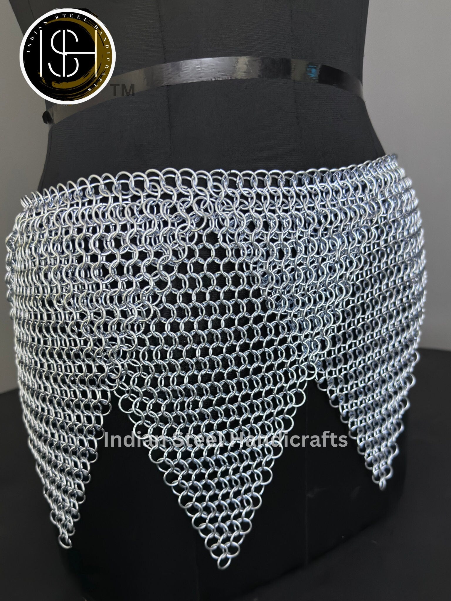 Chainmail Overlap Skirt, Chainmaille Antique Silver Renfaire Corset Costume, Belly Belt/Skirt, Boho Style Adjustable Skirt Gift for women