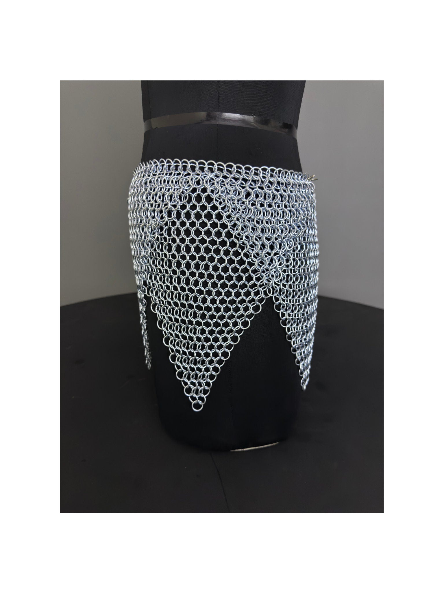 Chainmail Overlap Skirt, Chainmaille Antique Silver Renfaire Corset Costume, Belly Belt/Skirt, Boho Style Adjustable Skirt Gift for women