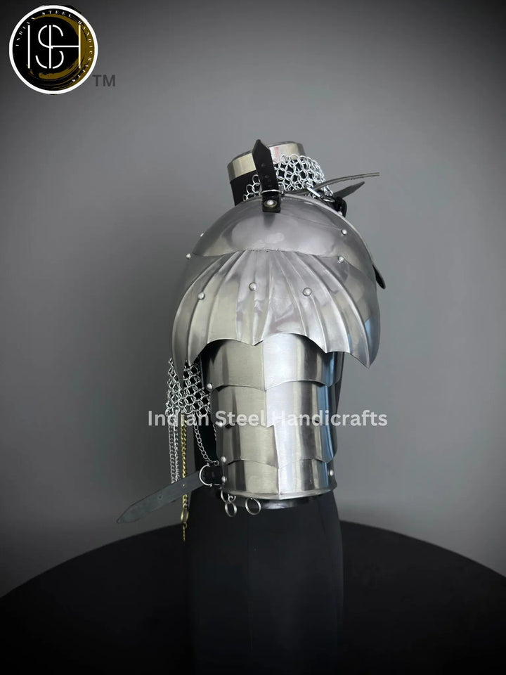 Female Knight Steel Armor: Gorget, Pouldron & Chainmail - LARP Cosplay