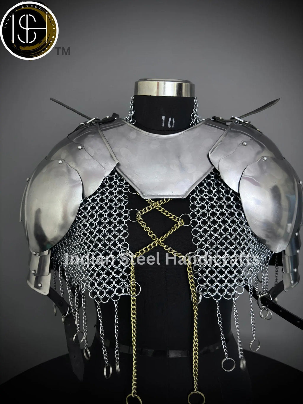 Female Knight Steel Armor: Gorget, Pouldron & Chainmail - LARP Cosplay