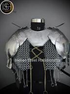 Knight Brave Female Armor, Gorget Pouldron Armor, Chaianmail Stylish top,Cosplay Armor, Sca Armor, Larp Armor, Gifts for Women. ISH Collection