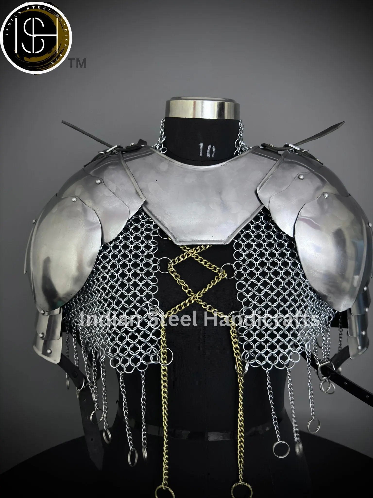 Knight Brave Female Armor, Gorget Pouldron Armor, Chaianmail Stylish top,Cosplay Armor, Sca Armor, Larp Armor, Gifts for Women. ISH Collection