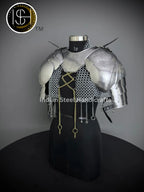 Knight Brave Female Armor, Gorget Pouldron Armor, Chaianmail Stylish top,Cosplay Armor, Sca Armor, Larp Armor, Gifts for Women. ISH Collection