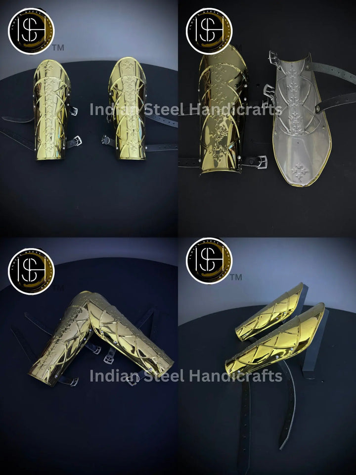 Medieval Knight leg Armor, Bracers Armor, Larp Armor, fantasy Armor Cosplay Armor, Sca Armor, Gift for Men/Women ISH Collection