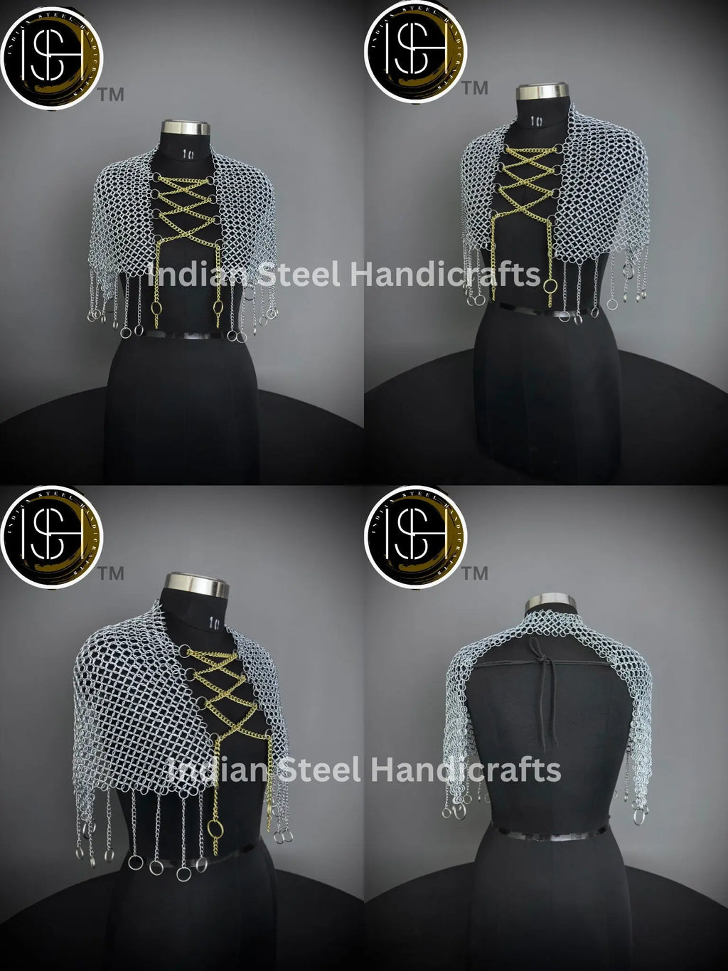 Knight Brave Female Armor, Gorget Pouldron Armor, Chaianmail Stylish top,Cosplay Armor, Sca Armor, Larp Armor, Gifts for Women. ISH Collection