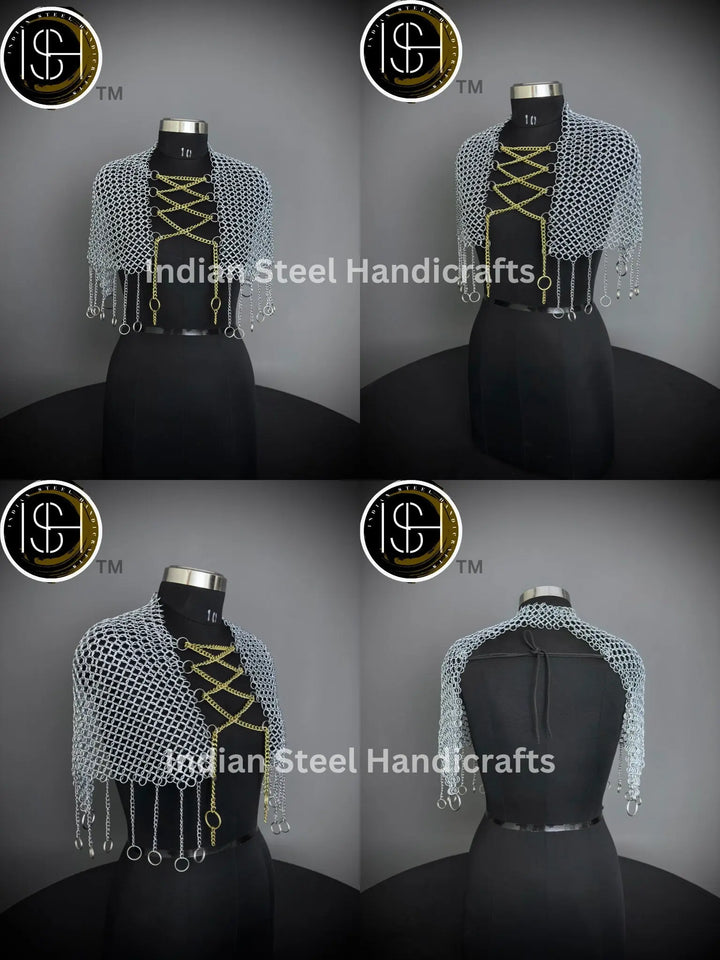 Female Knight Steel Armor: Gorget, Pouldron & Chainmail - LARP Cosplay