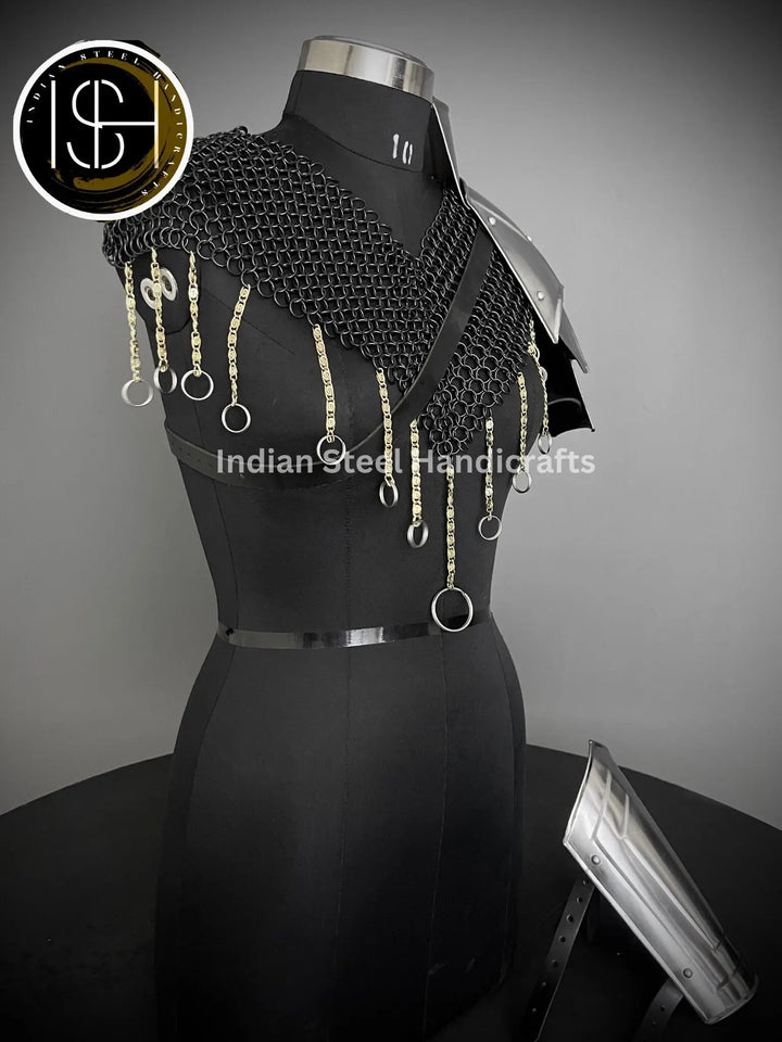 Medieval Knight Shoulder & Bracer Armor,Chainmail top armor,Larp Armor,Fantasy Armor, Cosplay Armor, Sca Armor, Gift for Men/Women ISH Collection