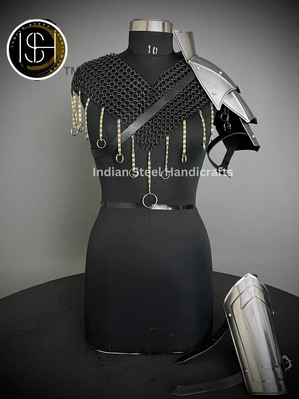 Medieval Knight Shoulder & Bracer Armor,Chainmail top armor,Larp Armor,Fantasy Armor, Cosplay Armor, Sca Armor, Gift for Men/Women ISH Collection