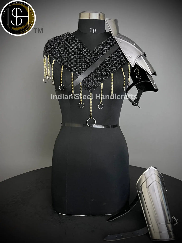Medieval Knight Steel Shoulder & Bracer Armor: LARP Cosplay