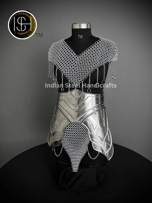 Chainmail Chains Layers top, Skirt, Waist & Tesset Armor, Wedding Cosplay Costume, Larp , Cosplay, Sca Armor, Gift For Women. ISH Collection