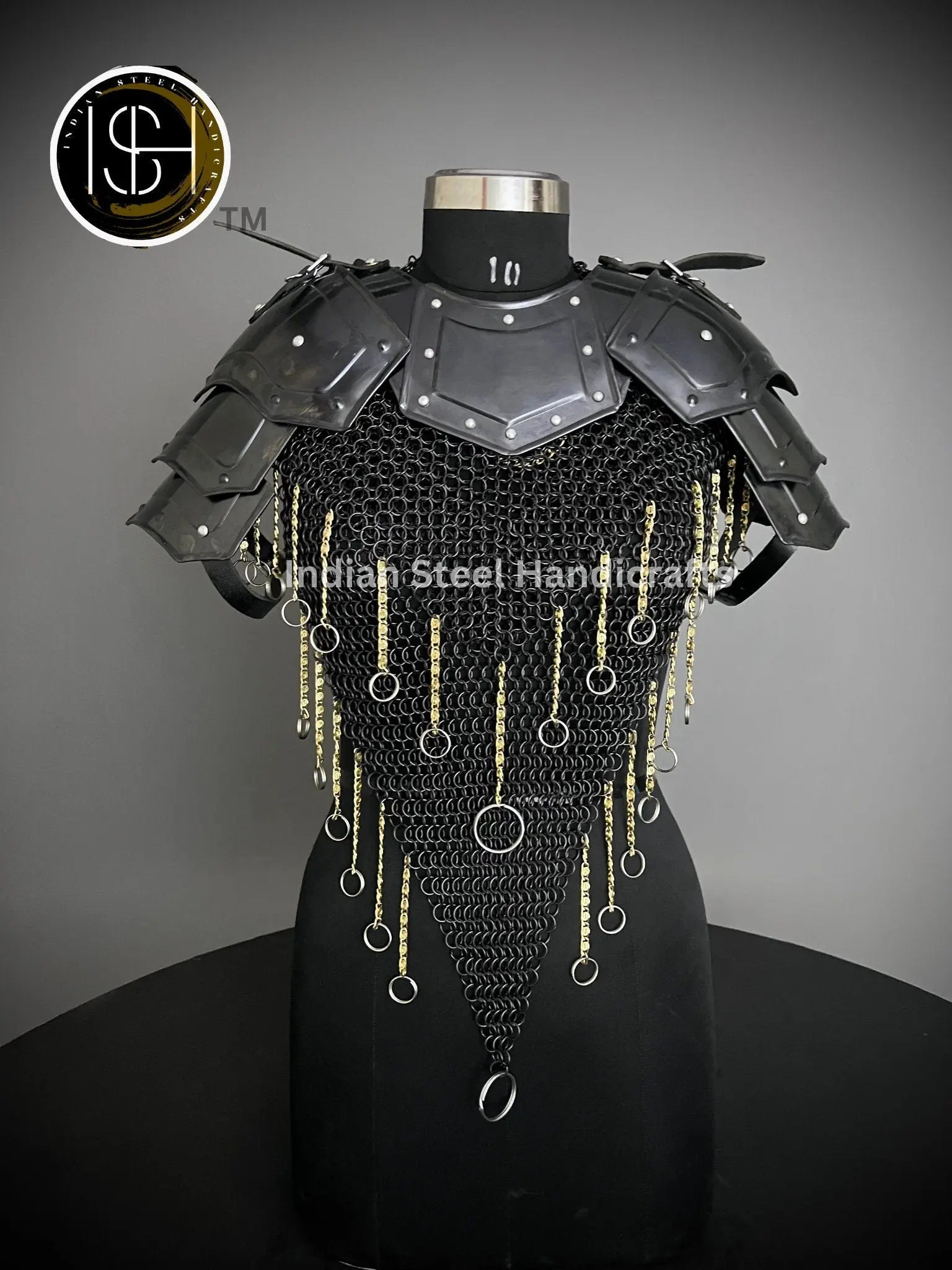Knight Brave Female Armor, Gorget Pouldron Armor, Chaianmail Stylish top,Cosplay Armor, Sca Armor, Larp Armor, Gifts for Women. ISH Collection