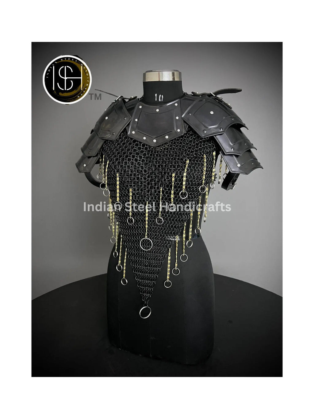 Knight Brave Female Armor, Gorget Pouldron Armor, Chaianmail Stylish top,Cosplay Armor, Sca Armor, Larp Armor, Gifts for Women. ISH Collection