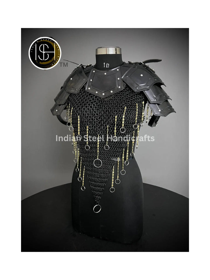 Knight Brave Female Armor, Gorget Pouldron Armor, Chaianmail Stylish top,Cosplay Armor, Sca Armor, Larp Armor, Gifts for Women. ISH Collection