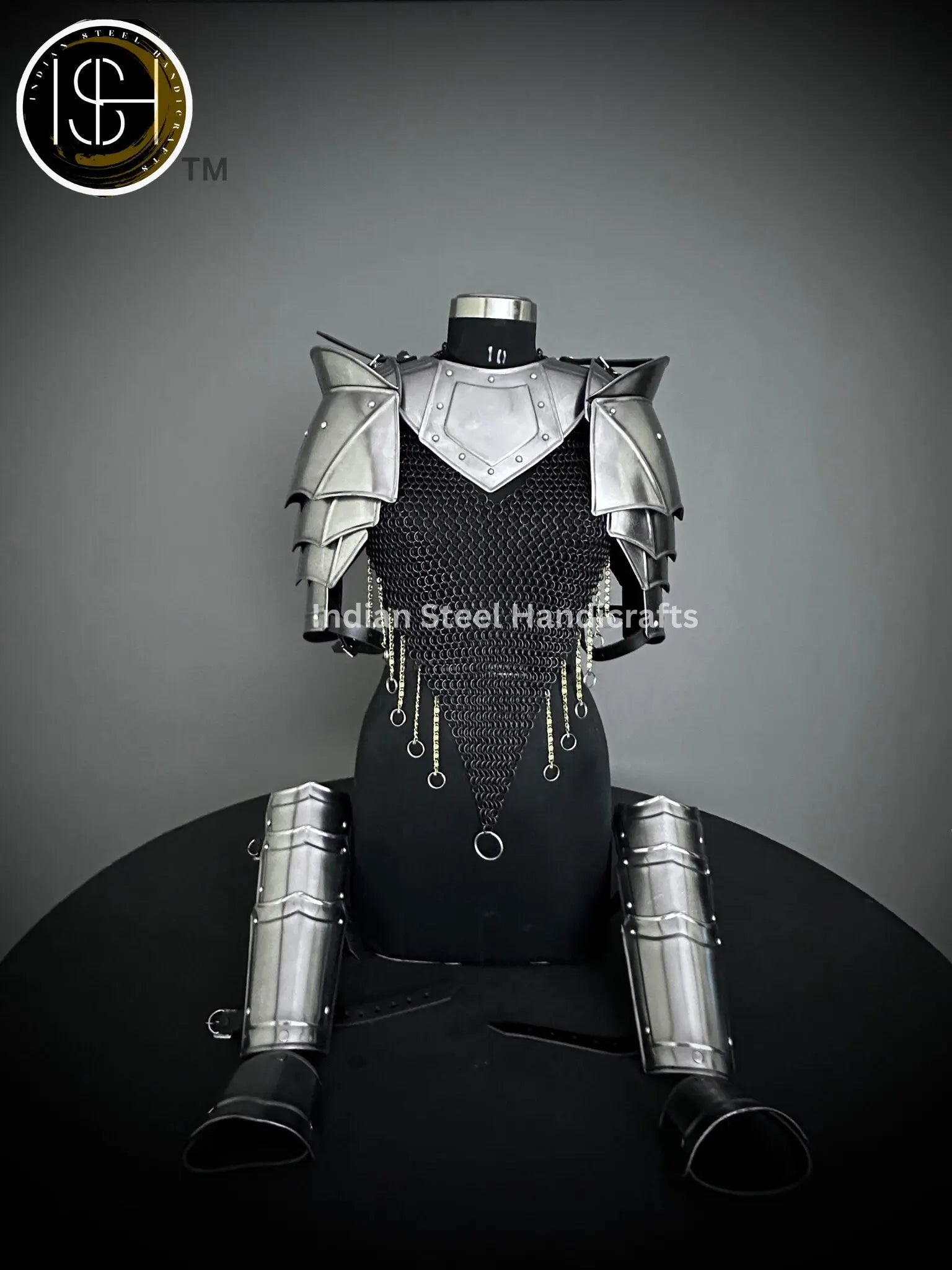 Female Knight Armor: Steel Gorget, Pouldrons, Chainmail - SCA LARP Cosplay