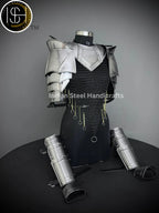 Female Knight Armor: Steel Gorget, Pouldrons, Chainmail - SCA LARP Cosplay