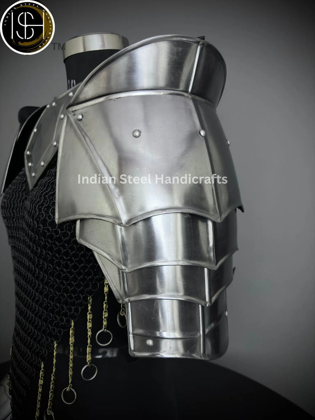 Female Knight Armor: Steel Gorget, Pouldrons, Chainmail - SCA LARP Cosplay