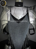 Female Knight Armor: Steel Gorget, Pouldron & Chainmail - SCA LARP Cosplay