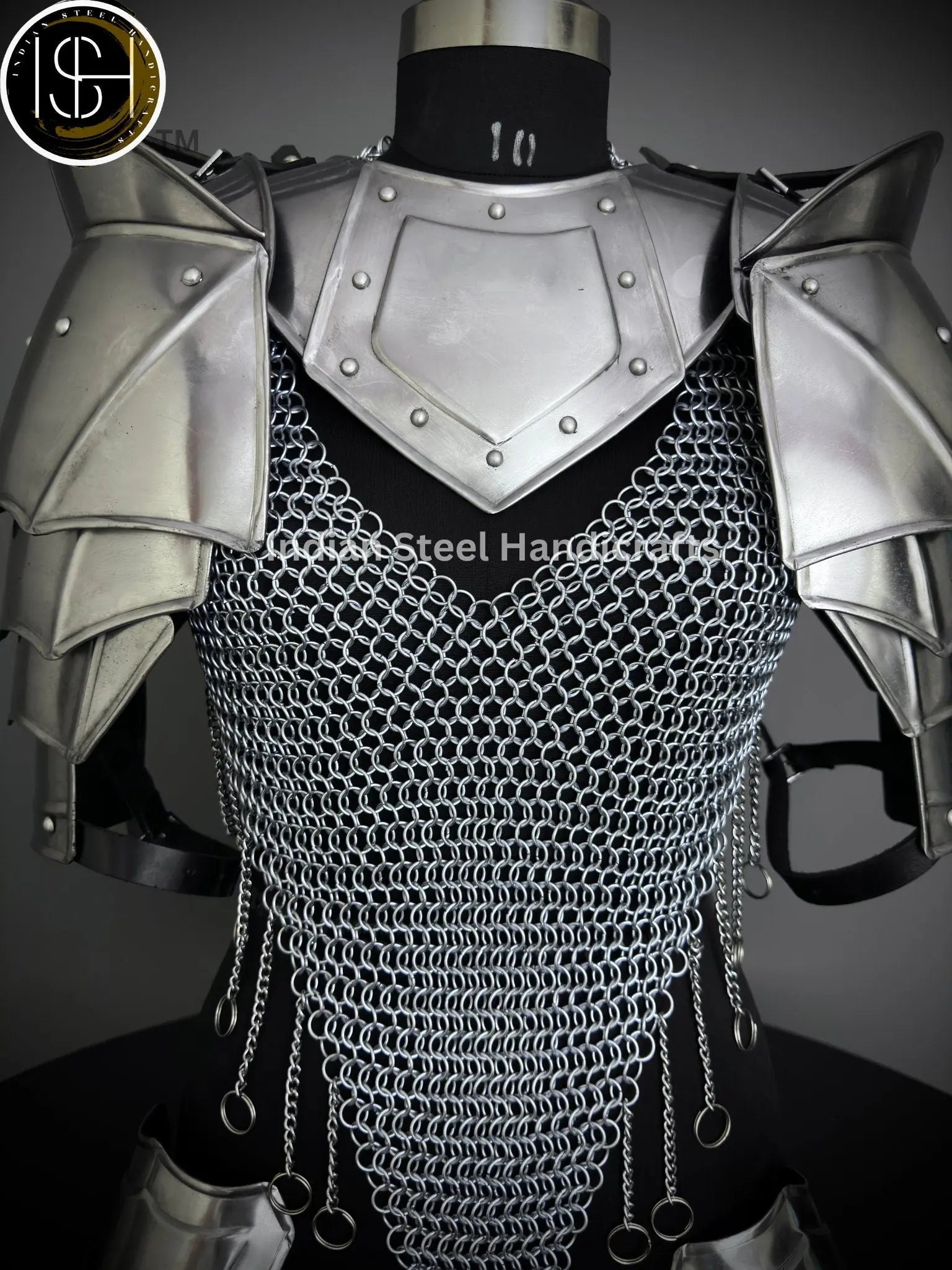 Female Knight Armor: Steel Gorget, Pouldron & Chainmail - SCA LARP Cosplay