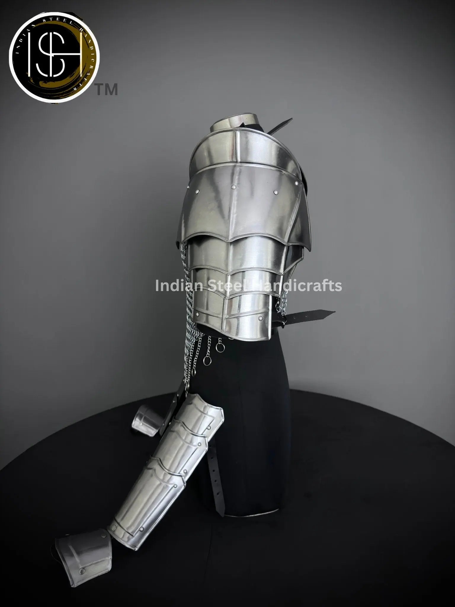 Female Knight Armor: Steel Gorget, Pouldron & Chainmail - SCA LARP Cosplay