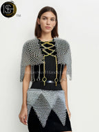 Chainmail Harness, Chainmail Chains Layers top & Skirt, Rings Costume, Wedding Cosplay Costume, Larp , Cosplay, Sca Armor, Gift For Women. ISH Collection