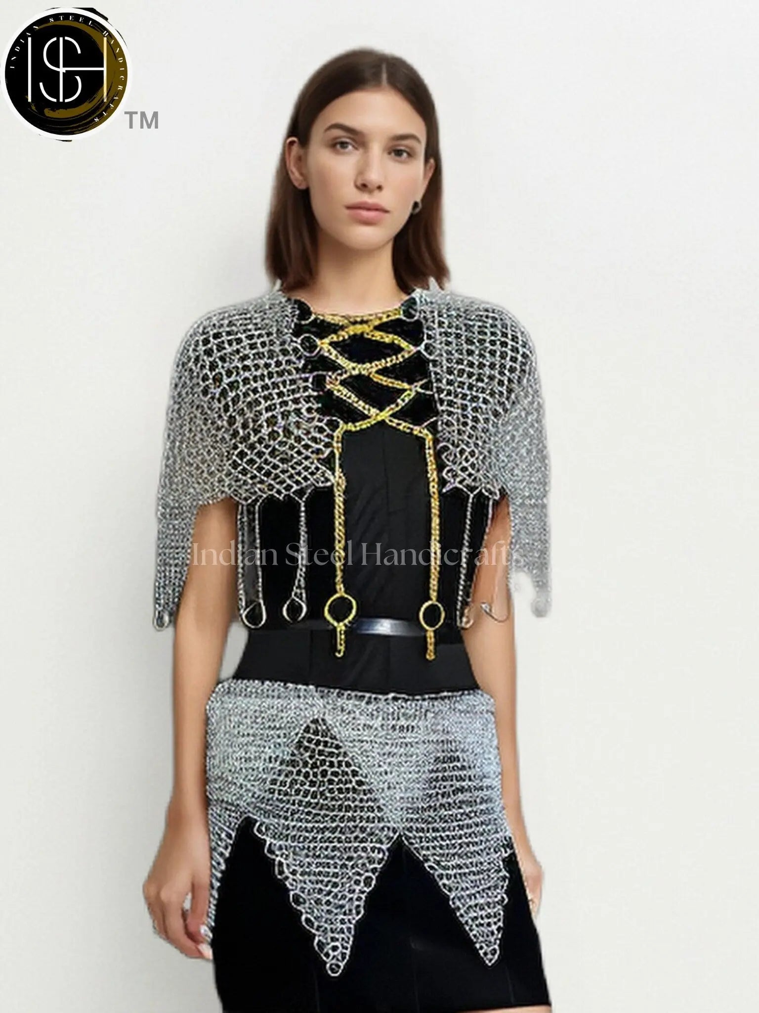 Chainmail Harness, Chainmail Chains Layers top & Skirt, Rings Costume, Wedding Cosplay Costume, Larp , Cosplay, Sca Armor, Gift For Women. ISH Collection