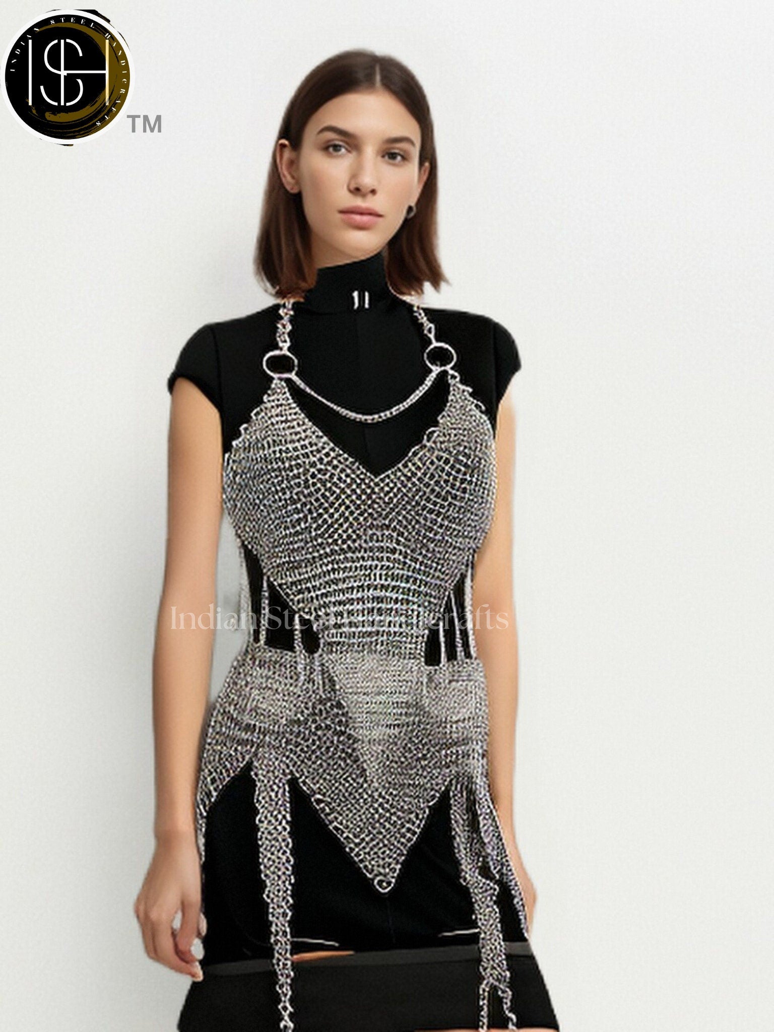 Chainmail Harness, Chainmail Chains Layers top & Skirt, Rings Costume, Wedding Cosplay Costume, Larp , Cosplay, Sca Armor, Gift For Women.