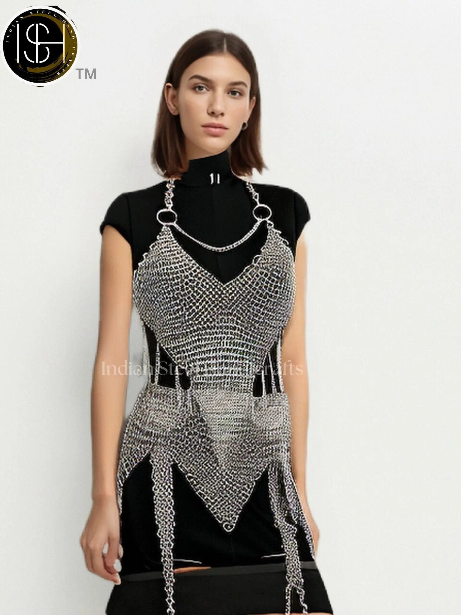 Chainmail Harness, Chainmail Chains Layers top & Skirt, Rings Costume, Wedding Cosplay Costume, Larp , Cosplay, Sca Armor, Gift For Women. ISH Collection