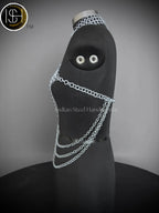 Medieval Butted Chainmail Armor, Fancy Top Halter Neck Chain Design Backless for Girls Fantasy Costume, ISH Collection