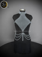 Medieval Butted Chainmail Armor, Fancy Top Halter Neck Chain Design Backless for Girls Fantasy Costume, ISH Collection