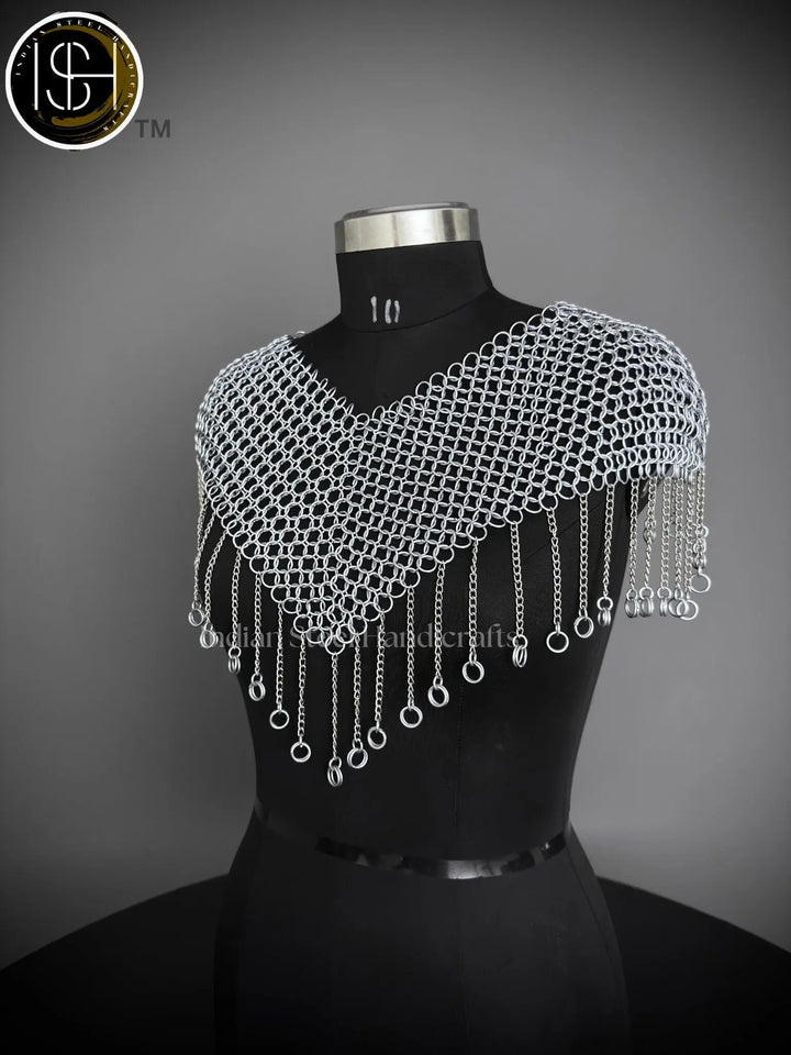 Chainmail Collar, Chainmail Jump Ring, Chainmail Neck Piece, Cosplay Costume, Chainmail Festival, Renaissance Faire Larp Gift. ISH Collection