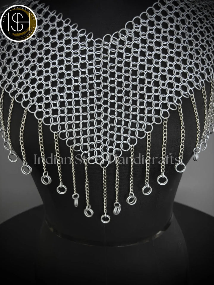 Chainmail Collar, Chainmail Jump Ring, Chainmail Neck Piece, Cosplay Costume, Chainmail Festival, Renaissance Faire Larp Gift. ISH Collection