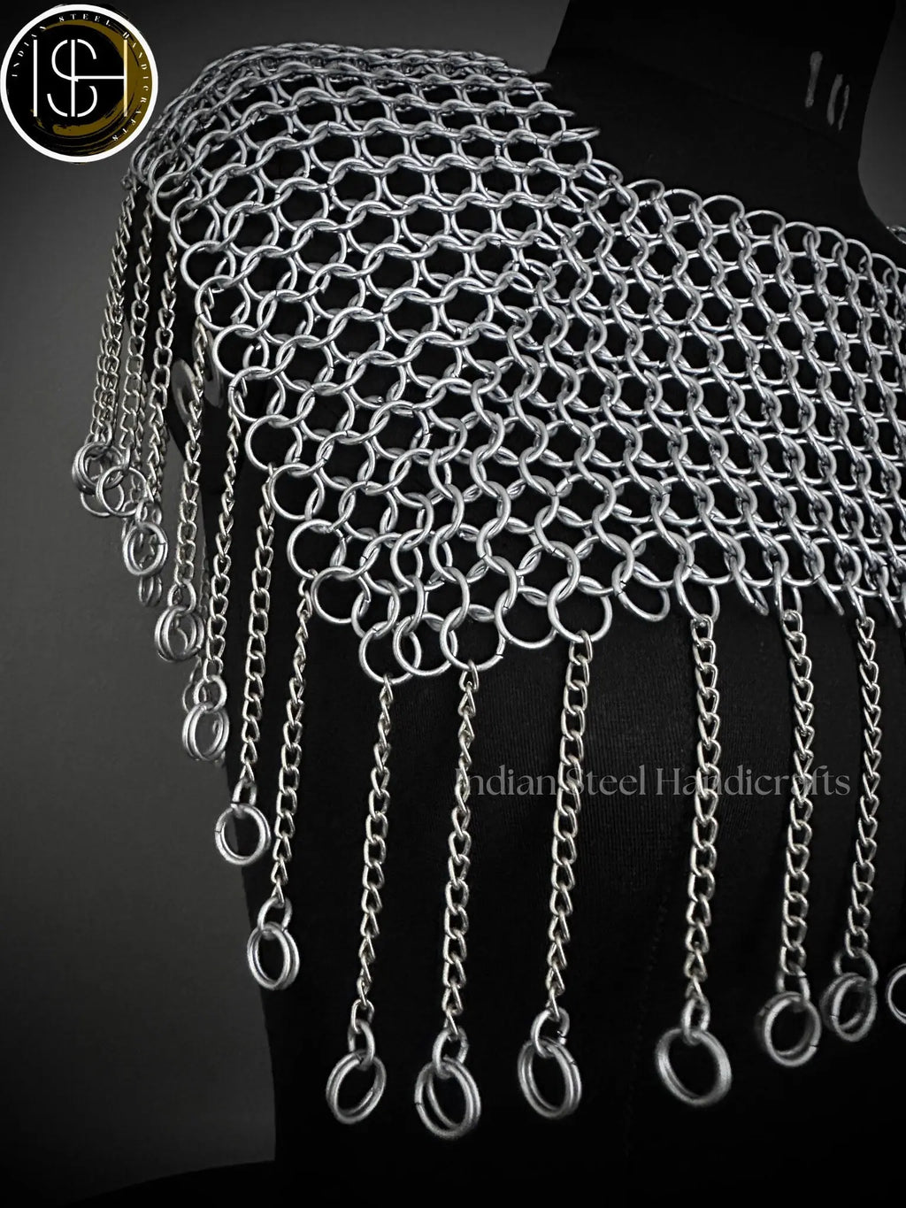Chainmail Square Shoulder, Chainmail Jump Ring, Chainmail Neck Piece, Cosplay Costume, Chainmail Festival, Renaissance Faire Larp Gift. ISH Collection